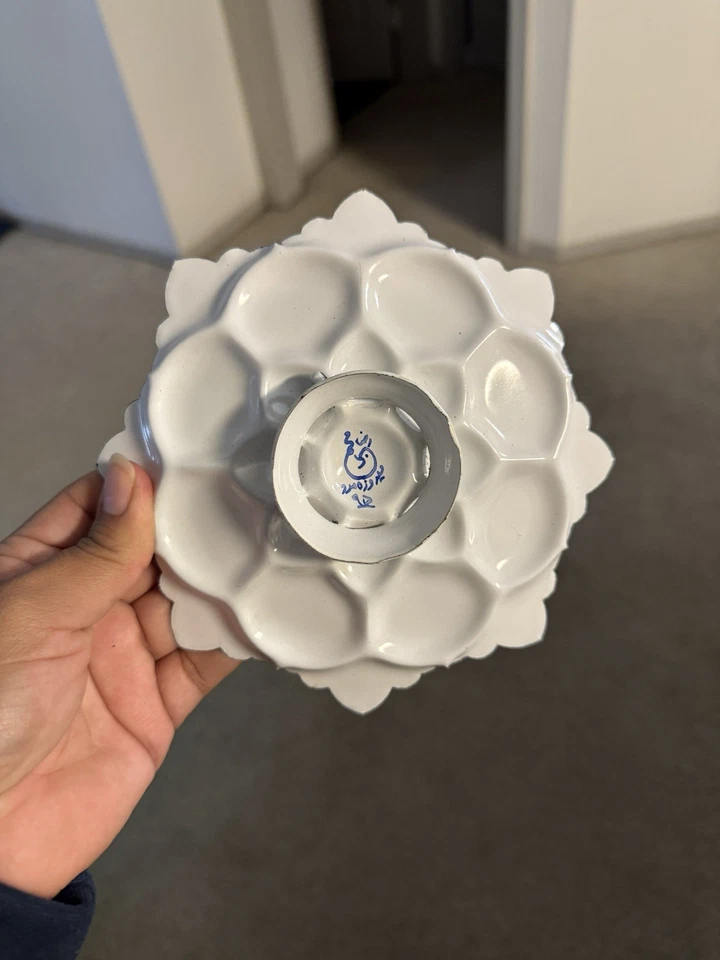 Persa Mina Kari pintado hecho a mano bellas artes latón esmalte placa colgante de pared Foto 2 de 2