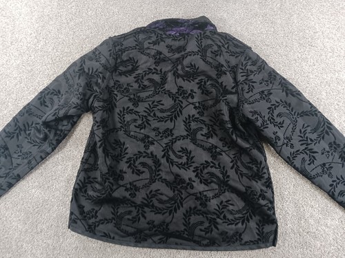 Vintage Unbranded Womens Jacket Reversible Purple Black Floral Button - Picture 14 of 15