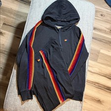 Aviator Nation Classic Velvet Stripes Charcoal SET Pullover Hoodie and Bottoms M