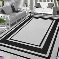 5x8 Ft Waterproof Outdoor Rug - Durable Plastic Straw Mat for Patio & Beach