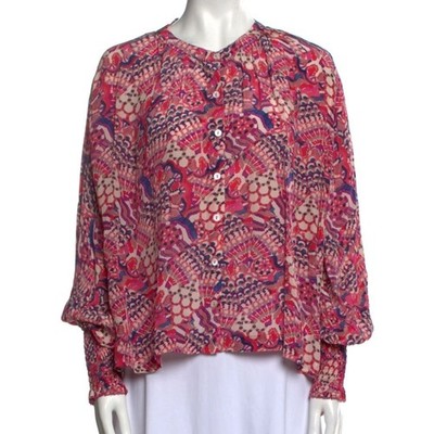 Chufy Women s Gone Jammin Boho Peasant Top Balloon Sleeve Retro Size L