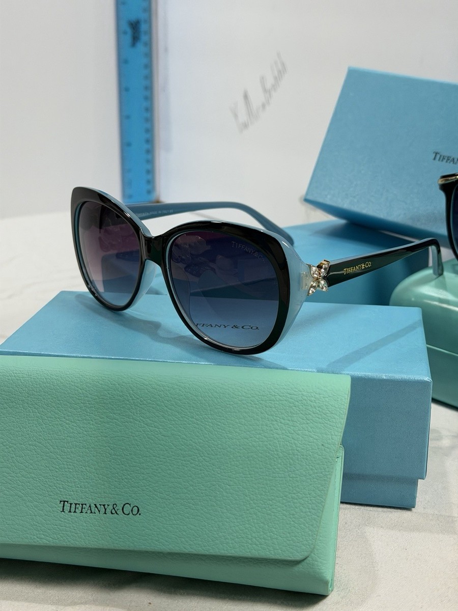 Tiffany & Co - Black and Blue gradient Sunglasses W/Flower TF4048