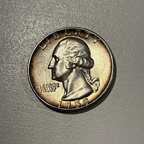1959-D Washington Quarter GEM BU, TONED! 90% Silver 25c