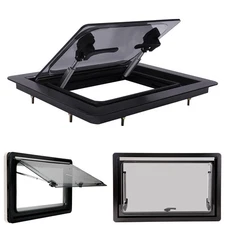 RV Caravan Hinged Push Out Window Hatch Vent Skylight 450*500mm w/Blind & Screen