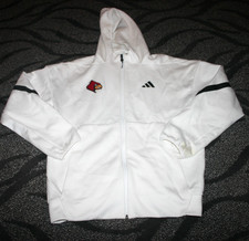Adidas Louisville Cardinals Basketball Team Issued Travel Jacket Pants White L