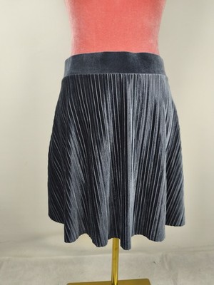 Rock Vila Gr. M 38 (S/36) silber grau Samt Plissee Faltenrock Party skirt edel