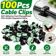 100Pcs Cable Clips Self-Adhesive Cord Management Wire Holder Organizer Clamp US