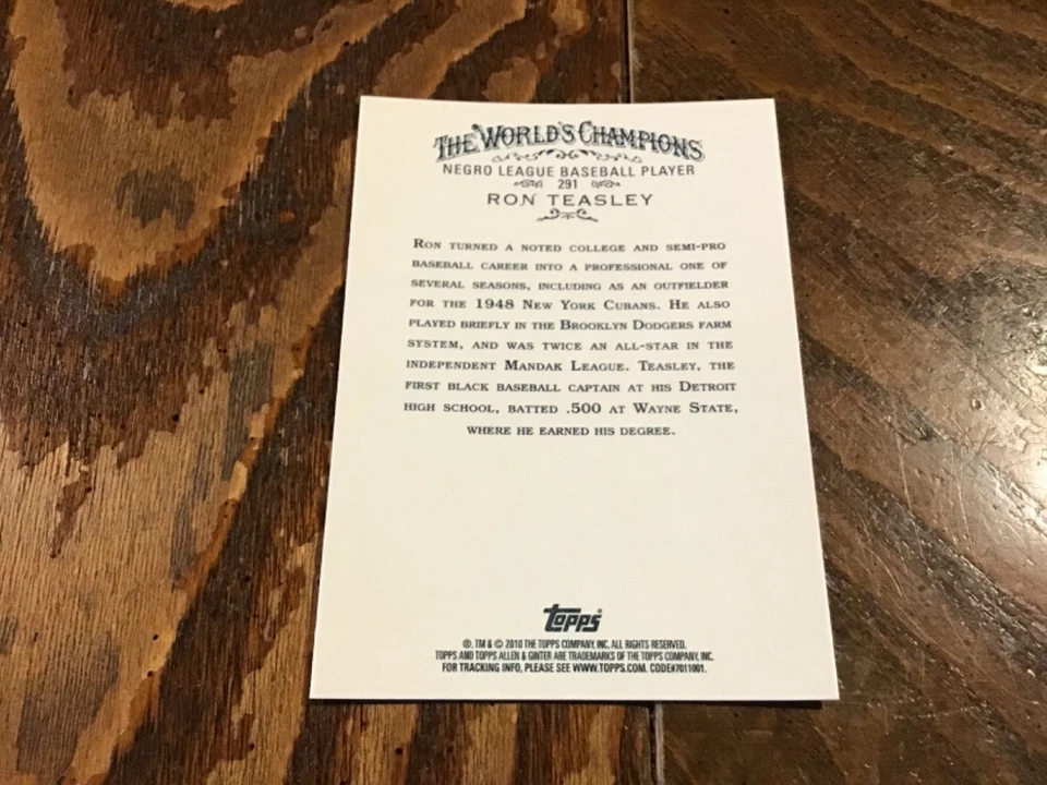 Ron Teasley 2010 Allen & Ginter's rookie # 291 - Image 2 of 2