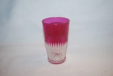 BEAUTIFUL VICTORIAN CRANBERRY CUT GLASS JUICE TUMBLER EARLY 1900'S
