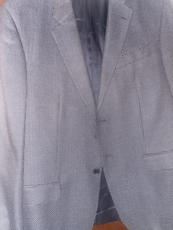 Armani Blazer Hombre 46 Regular Negro Y Azul Lana Cuadros Nuevo Foto 2 de 4