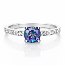 Ring Silber mit Stein Multicolor Zirkonia Funkelnd Damen Bandring Versilbert