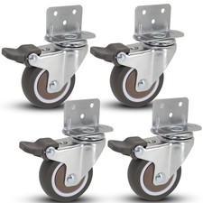 4 PCS 2 Inch L-Shape Plate Swivel Caster Brake TPE Rubber Wheel 190Lbs/87Kg
