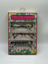 Precision Eyewear 2.00 Premium Reading Glasses 3 Pair Floral Print Box