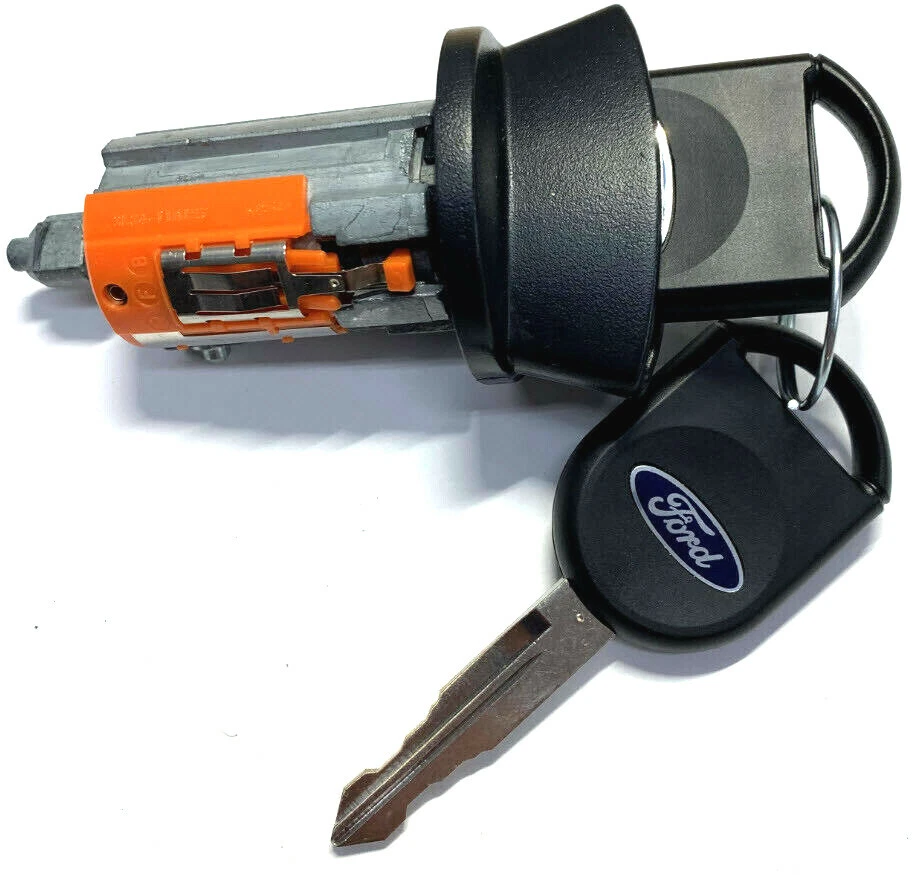 FORD OEM IGNITION SWITCH LOCK CYLINDER WITH 2 OEM LOGO TRANSPONDER CHIPPED KEYS - Image 2 of 3