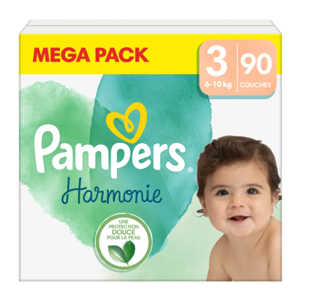 Pampers Harmonie Taille 3 couches bébé 6-10 kg protection fuites pack 90