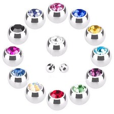3 PC LOT 16G 3MM CZ STEEL REPLACEMENT LOOSE GEM BALL THREADED BODY JEWELRY PART