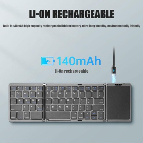 Folding Keyboard Tri-Folding Wireless Bluetooth Keyboard with Touchpad Keyb B7J6 - Picture 4 of 21