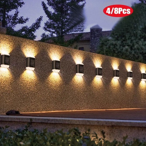 8x Luci da Parete Recinzione Porta Energia Solare Super Luminose Led Esterno Giardino Lampada