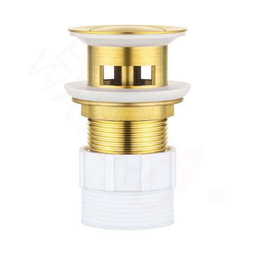 Brass 32 40mm Overflow Pop Up Waste Brushed Gold Bathroom Sink Basin Drain Plug - Picture 7 of 10