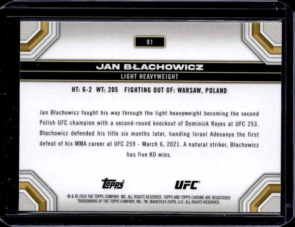 2024 UFC TOPPS CHROME PURPLE  #91 JAN BLACHOWICZ - Image 2 of 2