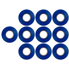 10PK PVC Electrical Tape, 60' x 0.75", for Splicing and Insulating Wires, Blue