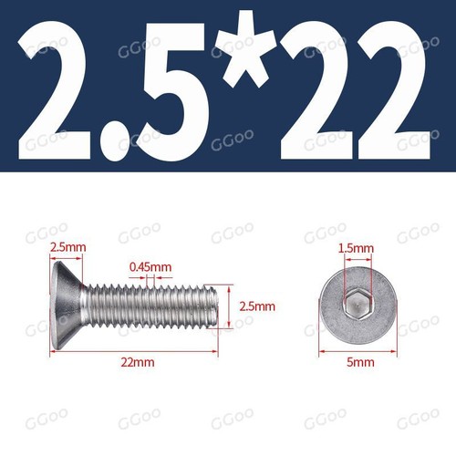 M2.5 - 2.5mm COUNTERSUNK BOLT CSK ALLEN KEY SOCKET SCREWS A2 STAINLESS STEEL - Picture 22 of 29