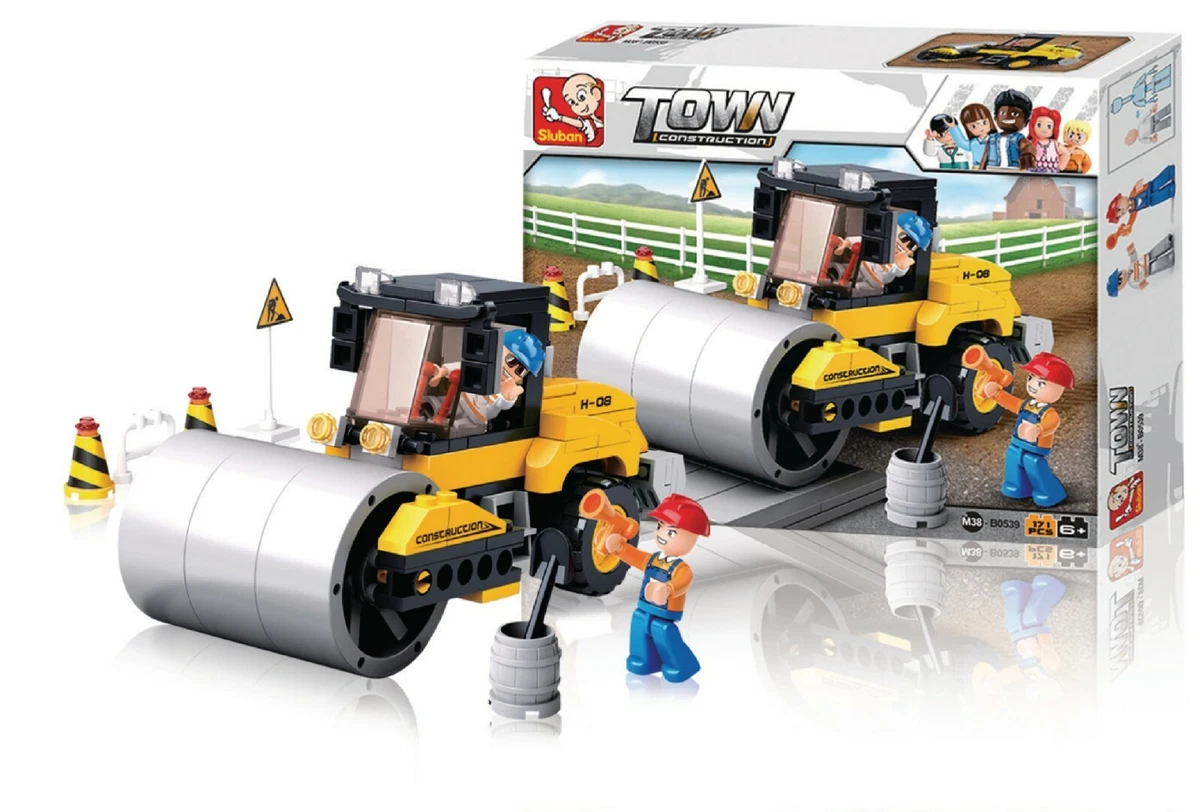 SLUBAN TOWN CONSTRUCTION ROAD ROLLER BUILDING BRICKS SET M38 B0539