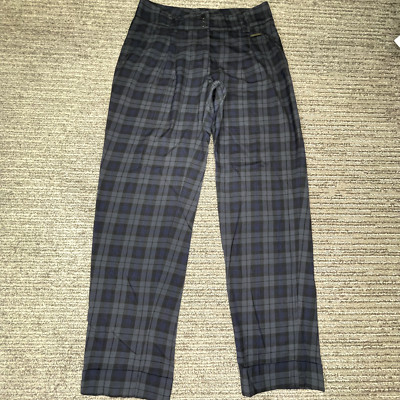 Adolfo Dominguez Size 28w Women Pants Mid Rise Plaid Casual Blue