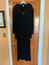 Alex Evenings Black Sparkle Cocktail Dress With Jacket Size 18W