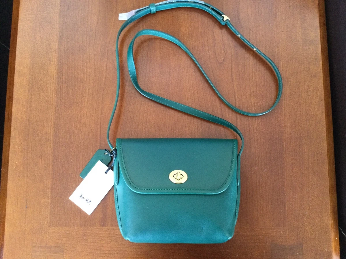 NWT Coach Originals Leather Turnlock Crossbody Pouch Handbag Emerald Green  | eBay