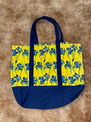 Post Impressionism Blue Iris Art Yellow Blue Canvas Tote Bag
