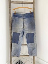 Vintage Pants Patched French Workwear Blue Moleskin Denim Patched Trousers 35 i