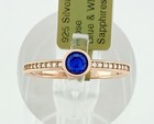 LAB CREATED 0.25 Cts BLUE & WHITE SAPPHIRE RING 14K ROSE GOLD PLATED (.925) — photo 4