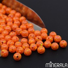 BRIGHT ORANGE LAB CREATED SYNTHETIC OPAL ROUND BEADS 3mm-6mm FULL DRILL WP027A7