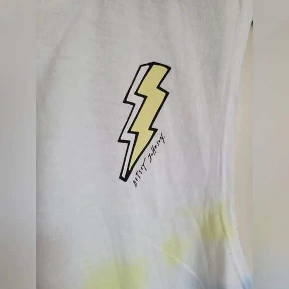 Camiseta sin mangas Betsey Johnson para mujer blanca tie dye iluminación perno talla pequeña Foto 3 de 3