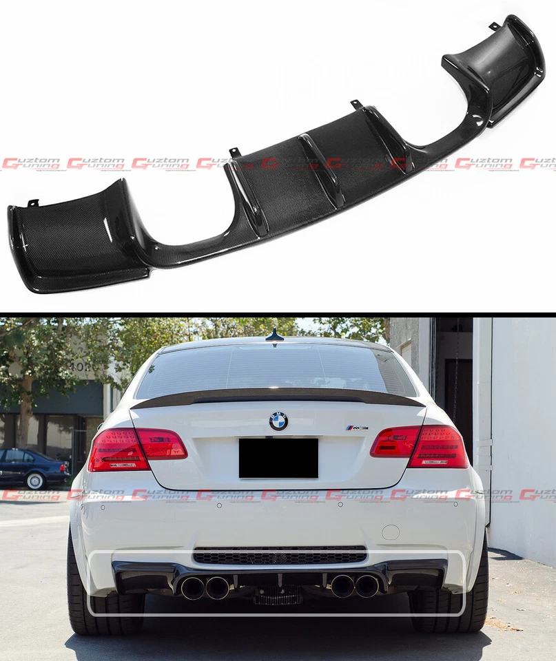 PARA BMW E92 E93 E93 M3 ESTILO V TAMAÑO COMPLETO FIBRA DE CARBONO REAL DIFUSOR PARACHOQUES TRASERO  Foto 2 de 4