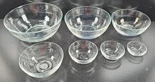 7 Pc Duralex Clear Rings Nesting Bowls Set Kitchen Mix Measure Dishes France Lot
