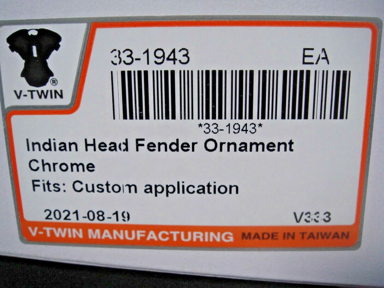 Fender Lamp Indian Head Ornament Lighting Chrome HD Custom V-Twin 33-1943 Y2