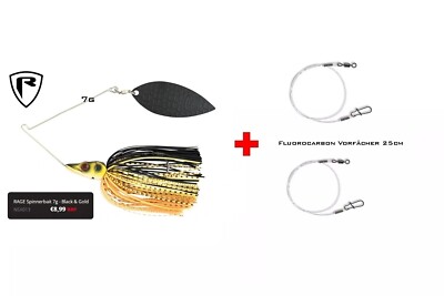 SPINNERBAIT Fox Rage BLack Gold 7g+ 2 Stück Flourocarbon Vorfächer 7Kg
