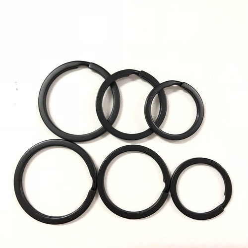 25-35MM Strong Steel Split Rings Black Key Ring Metal Loop Flat Keychain Holder - Picture 8 of 15