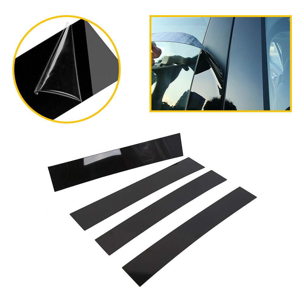 4X Black Pillar Posts For 2007-2014 Cadillac Escalade Door Window Trim Cover Kit