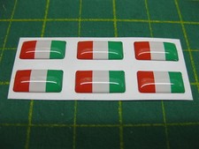 6 SMALL DOMED iTALIAN  FLAG STICKERS 15mm x 7.5mm