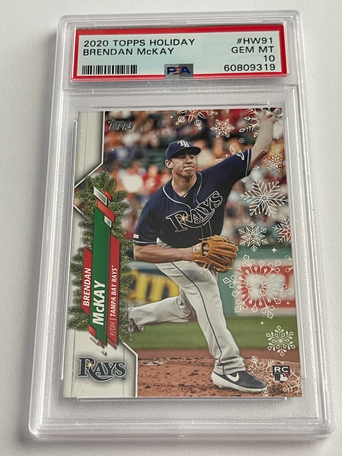2020 Topps Holiday Rookie Card Brendan McKay #HW91 PSA 10 RC Tampa Bay Rays