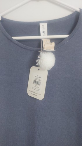 Elm Size 10 Blue Wool Blend Knit Round Neck Jumper Pullover New with Tags - Picture 3 of 8