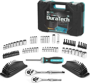DURATECH 93 Jeu d'outils de cliquet de pièce SAE Chaussettes &Metriques 1/4-3/8" 90 T Cliquets