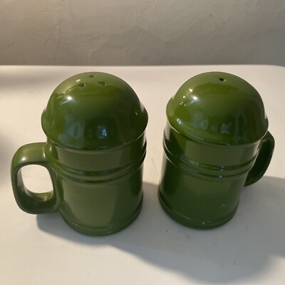 Vintage MCM A Price Salt & Pepper Shakers Large Green