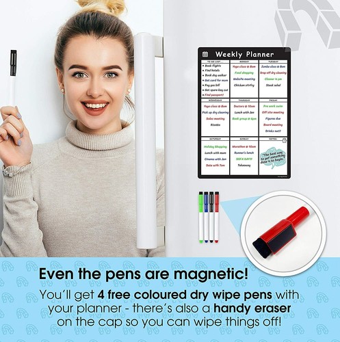Magnetic Weekly Meal Planner, Fridge Calendar Whiteboard Dry Erase Memo Board - Picture 28 of 112