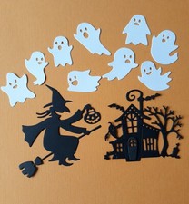 HALLOWEEN DIE CUTS FOR CARDMAKING/SCRAPBOOKING  WITCH, GHOSTS, HAUNTED HOUSE