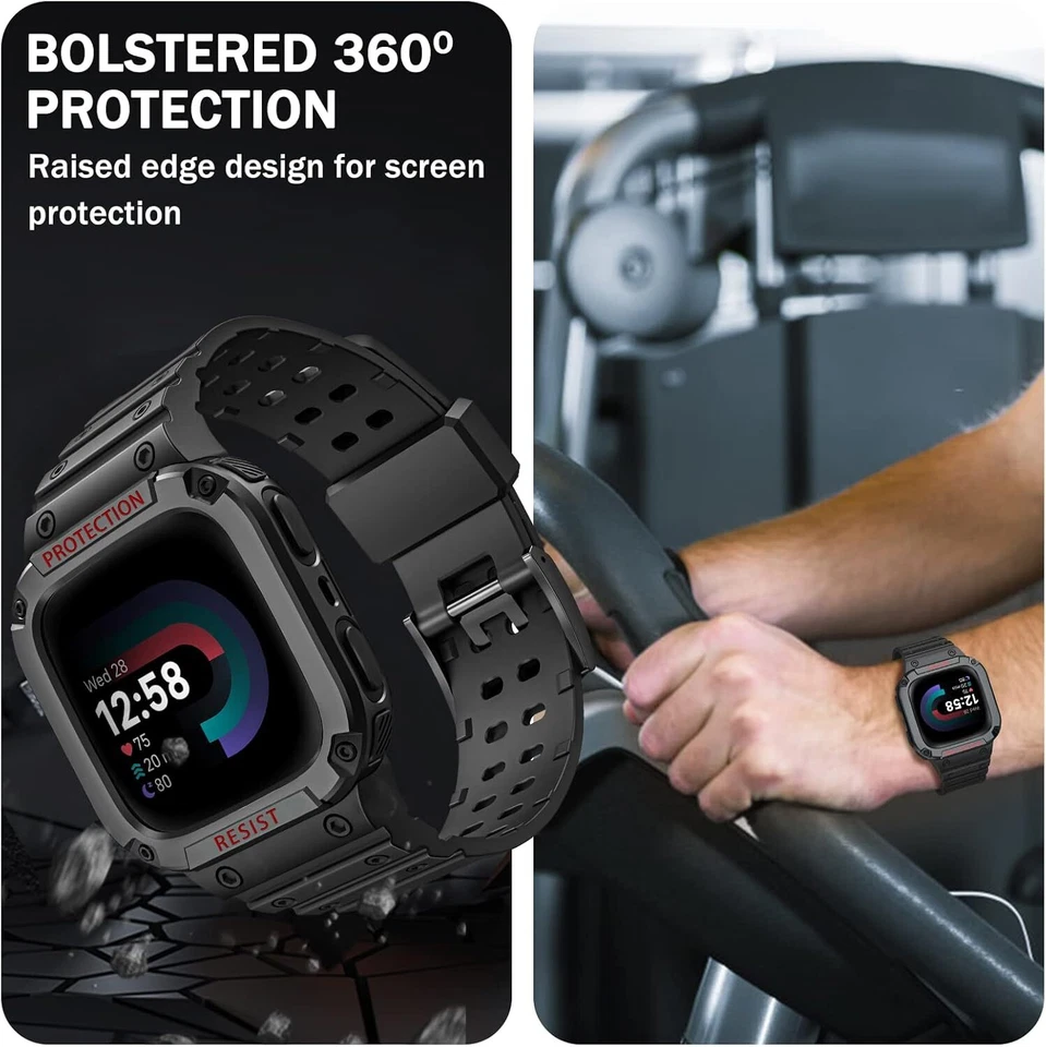 Pulseiras com estojo para Fitbit Versa 4/3/2/1/Versa Lite/Sense 2 alça esportiva robusta - Imagem 4 de 4