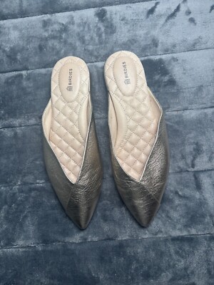 Birdies The Swans Flats Womens 6.5 Gold Leather Slip On Shoes Metallic Pointed
